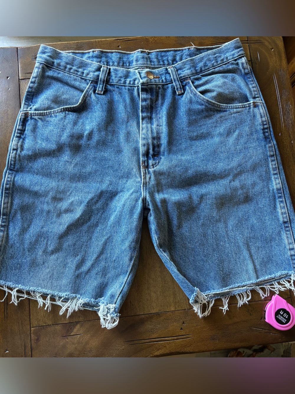 2 Pairs of Classic Mid-Blue Denim Cutoff Shorts (Jorts)